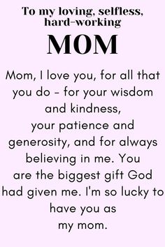 a poem that says mom, i love you for all that you do