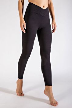 Crafted from luxuriously soft fabric, these leggings offer a buttery smooth touch against your skin. The V waist design adds a unique and flattering touch to your look, while the full length and high waist provide coverage and support. Model is 5'9" and wearing a size small. Waist: 23" Hips: 26" Length: 33" Inseam: 23" Materials: 84% Poly Microfiber, 16% Spandex Care Instructions: Machine wash cold, gentle cycle, tumble dry low. Yoga Bottoms, Legging Fits, Soft Leggings, Active Wear Leggings, V Cuts, Matching Top, Sheer Fabrics, Look Cool, Black Leggings