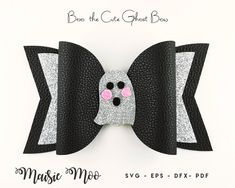 Boo the Cute Ghost Bow - How cute is this wee guy?  Not scary at all with his little pink cheeks.  This is a classic bow style with double layered tail pieces and a nice plump bow on top.  Boo can be placed in the center as shown or whereever you please. This bow can be made in felt, paper, faux leather, felt backed fabric, glitter canvas whatever you choose it is sure to look fab! I will show you how with my step by step photos and instructions. Size - approx. 5"  However all digital files are Bow Template Svg, Halloween Hair Bows, Felt Bows, Pink Cheeks, Glitter Canvas, Bow Design