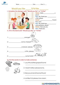 a worksheet with words and pictures on it