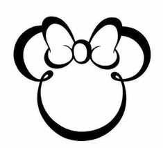 a black and white image of a minnie mouse face