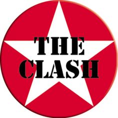 the clash logo on a red and white star with black letters in it's center