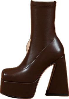 Brown Knee-high Heeled Boots With Zipper, Brown Knee-high Heeled Boots With Zipper Closure, Brown High Ankle Platform Boots For Fall, Winter Square Toe Platform Boots With Zipper, Winter Platform Boots With Zipper And Square Toe, Trendy Brown Boots With Zipper, Trendy Brown Boots With Zipper Closure, Fall Platform Boots With Zipper And Square Toe, Chic Brown High Ankle Platform Boots