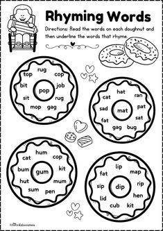 the printable worksheet for rhyming words is shown in black and white