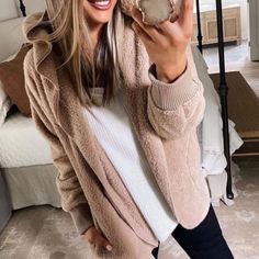 Plush Hooded Faux Fur Women Fuzzy Jacket Coat Winter Oversized Fit S 4-6 M 8-10 L 12-14 Minnie Mouse Jacket, Coral Jacket, Brown Faux Fur Coat, Bear Jacket, Patagonia Sweater, Faux Shearling Jacket, Cozy Coats, Hooded Faux, Winter Color