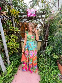 We're dreaming of warmer days! Meet the Ivy Dress, a beautiful multi-tiered/multi-colored maxi dress covered in a gorgeous floral print. Can you say perfection!? Take me to my happy place in this dress! Ivy Dress, Beach Hotel & Resort, The Ivy, Farm Rio