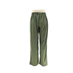 F00192460-105 Green Bottoms With Elastic Waistband For Work, Green Elastic Waistband Bottoms For Workwear, Elegant Green Relaxed Fit Pants, Casual Stretch Green Dress Pants, Green Stretch Casual Dress Pants, High Waist Green Pants With Elastic Waistband, Green High Waist Pants With Elastic Waistband, Loose Trousers, Casual Stripes