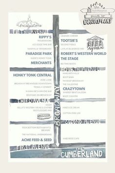 a menu for an event with blue and white designs on it, including the names