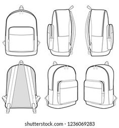 Backpack Drawing, Fashion Model Drawing, Drawing Bag, Flat Sketches, Drawing Vector, Industrial Design Sketch, Backpack Fashion, 캐릭터 드로잉