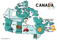 an illustrated map of canada with all the major cities