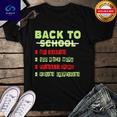 Funny Back To School Lazy Student Unisex T Shirt x Alwaysky 2024. You could discover the perfect balance of fashion and coziness among our assortment of shirts. Our shirts fit perfectly and have a classic look that complements any ensemble since they are constructed of high-quality fabrics. Whether you're dressed up for a formal event or going casual, these shirts make a fantastic addition to any collection. You may up your style game with these elegant and easygoing charm shirts from our collec Black Crew Neck T-shirt For Back To School, Back To School Text Print Crew Neck T-shirt, Black Graphic Tee For Back To School, Black Text Print Top For Back To School, Back-to-school Crew Neck T-shirt With Text Print, Back To School Slogan Tops For College, Slogan Tops For College And Back To School, Slogan Tops For College Back To School, Back To School Crew Neck T-shirt