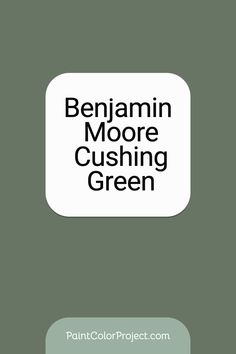 the benjamin moore gushing green logo is shown in black and white on a gray background