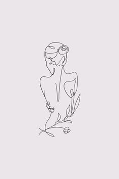 a single line drawing of a woman sitting on the ground with her hands behind her head