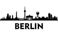 berlin germany skyline silhouette with the name in black and white poster art print by person