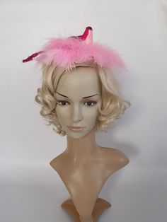 Marabou Fether Pink Fascinator, Bird headdres, Hot pink Feather Headband, ravens Kentucky Derby Hat,  Halloween costume, Day At The Races, Melbourne Cup Great Party accessory !   Parrot Headband - made with Marabou feathers and hotpink parrot.  Perfect addition to your costume.  Simply adorable. For any questions please mail me, i'll be very happy to help you and to send more pictures! ! It will be shipped by Priority Air Shipping in a box and a bubble envelope. Please make sure you have enought Fitted Themed Mini Hats For Halloween, Themed Fitted Mini Hats For Halloween, Fitted Mini Hats For Themed Events, Summer Novelty Costume Accessories For Costume Party, Themed Fitted Mini Hats For Party, Themed Mini Hats For Party, Novelty Fitted Hat For Costume Party, Fun Costume Headband, Pink Halloween Costume Accessories