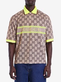 2270 GUCCI POLO SHIRT WITH GG PRINT Tea Blending, Gucci Polo Shirt, Gucci Logo, Leather Cap, Gucci Men, Denim Pant, Polished Look, Sneaker Boots, T Shirt Top