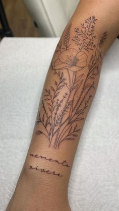 Flower Lower Arm Tattoo Half Sleeves, Tattoo Ideas On Upper Arm, Easy Forearm Tattoo Women, Big Feather Tattoo, On Top Of Shoulder Tattoos For Women, Wrap Around Sleeve Tattoos For Women, Sleeve Of Flowers Tattoo, Women Sleeve Filler Tattoo Ideas, Fineline Flower Tattoo Sleeve