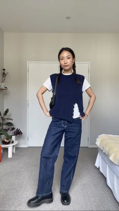 Work Appropriate Outfits, Work Fits, Paris Outfits, Double Denim, White Socks, Fall Fits, Street Style Chic, Material Girls, Airport Outfit