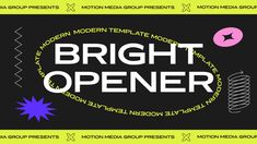 the bright opener logo is displayed on a black background with purple and green accents