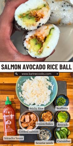 salmon avocado rice ball recipe with instructions