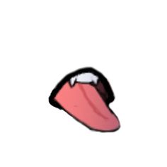 a pink tongue sticking out from the side of a white wall