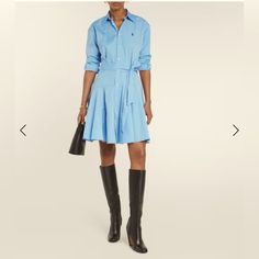 Runs True To Size. Fun Dress Classic Blue Knee-length Shirt Dress, Classic Blue Mini Length Dress, Blue Fitted Shirt Dress For Work, Fun Dress, Rayon Pants, Ralph Lauren Dresses, Ralph Lauren Dress, Ralph Lauren Blue, Button Down Dress