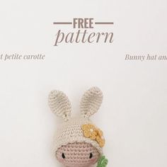 a crocheted stuffed animal with a flower on it's head and the words free pattern written below