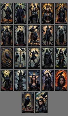 a series of images depicting different characters from the dark knight saga, including an evil queen and