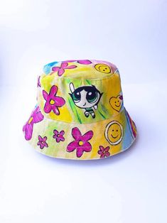 Buttercups Inspo Bucket Hat - Etsy Y2k Handbag, Blue Bucket Hat, Designer Bucket Hats, Types Of Hats, Baguette Bag, Summer Prints, Dry Bag, Head Accessories, Bucket Hats