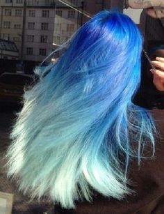 Blue Ombre Hair, Hair Color Crazy, Hair Inspiration Color, Rainbow Hair