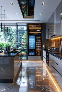 #homedecor, #interiordesign, #homedesign, #decor inspiration Home Appliances Aesthetic, Smart Home Aesthetic, Shiny Kitchen Cabinets, Luxury Fridge, Traditional Farmhouse Kitchen, Modern Luxury Kitchen Design, Elegant Kitchen Decor, Modern Luxury Kitchen, Elegant Kitchen Design