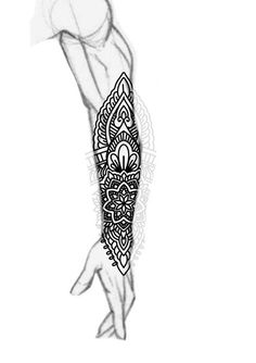 a drawing of a man's arm with an intricate design on the arm and shoulder