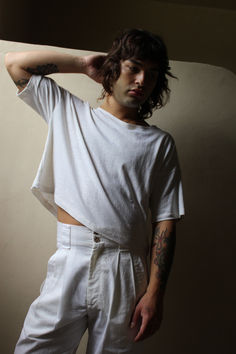 Nick in the newly released Lenny Hemp Jersey Cropped Tee, avaliable now at shopnanin.com. Conscious White Crew Neck Top, White Crew Neck Top, White Conscious Crew Neck Top, Summer Conscious Style Short Sleeve Tops, Summer Short Sleeve Conscious Tops, Eco-friendly Short Sleeve Summer Tops, Organic Cotton Short Sleeve Conscious Top, Organic Cotton Loungewear T-shirt, Organic Cotton Cropped T-shirt With Short Sleeves