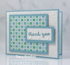 a thank you card made with stampin's stamps and the words, thank you