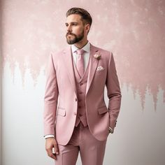 Dusty Rose Suit For Men, Three Piece Suit, Slim Fit Suit, Groom And Groomsmen Suit For Wedding, Tailored Suit, Prom Wear, bespoke for Men This Classic Dusty Rose Fashion 3 piece suit for Men Is Perfect For every one Who Loves formal Suits. This Designer Suit will be Handcrafted Specially For You only after You Place an Order. Transform your special day into a memorable experience with this Suit. Don't miss out on this essential addition to your wardrobe. Order now and turn heads at your next for Dusty Rose Suit, Wedding Suit Groomsmen, Rosé Suit, Suit Groomsmen, Formal Business Attire, Groom And Groomsmen Suits, Dusty Rose Wedding, Suit For Men, Rose Fashion