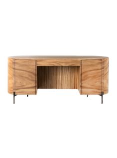 the sideboard is made from wood and has metal legs