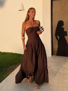 45939112804574|45939112837342|45939112870110 Long Dresses Casual, Casual Vacation Outfits, A Line Long Dress, Simple Summer Style, Fashionable Dress, Summer Soiree, Senior Photoshoot, Long Dress Casual, Senior Photo