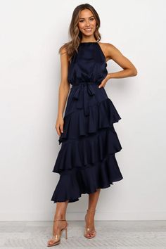 Tiered Ruffle Skirt, Guest Attire, Ruffle Midi Dress, Wedding Attire Guest, Cocktail Attire, Usa Dresses, Layer Dress, Mom Dress, Guest Outfit