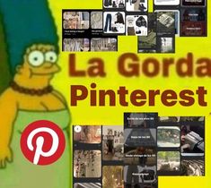 the simpsons character is holding up a pinterest sign