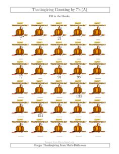 thanksgiving counting worksheet with pumpkins and words on it, including the numbers 1 - 10