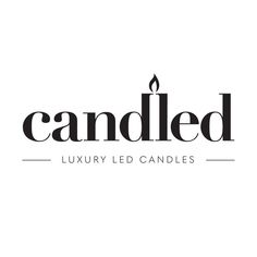 the candle logo is shown in black and white, which reads candles luxury led candles