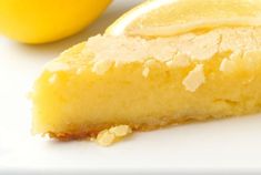 a close up of a slice of lemon cake