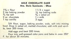 the recipe for milk chocolate cake is shown