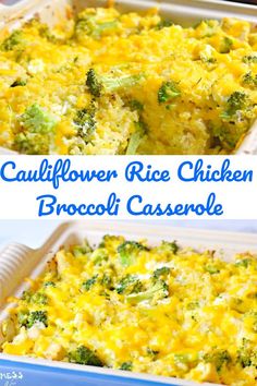 a casserole dish with broccoli and cheese