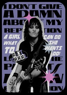 pessoas Joan Jett Poster Vintage, Joan Jett Bad Reputation, Music Posters Graphic Design, Joan Jett Poster, The Runaways Poster, Joan Jett Wallpaper, Riot Grrrl Poster, Joan Jett Aesthetic, Rockstar Poster