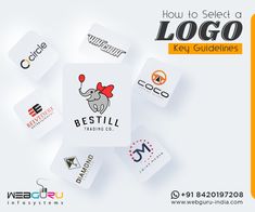 several logos with the words how to select a logo for key guidelines