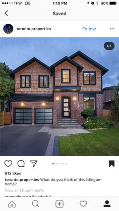 a house that is on the app for real estate listing, with an instagramt