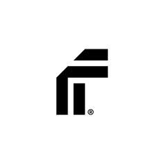 a black and white logo with the letter f