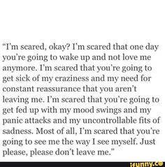 an open book with the words i'm scared, okay? i'm scared that one day you're going to wake up and not love me