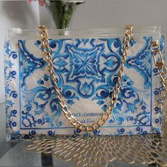 Brand New Dolce And Gabbana Light Blue Clear Pvc Cosmetic Pouch Or Swimsuit Pouch Converted Into Shoulder Bag By Adding Non Branded Chain. Designer Blue Shoulder Bag For Gift, Designer Blue Shoulder Bag As Gift, Luxury Blue Shoulder Bag For Summer, Designer Blue Summer Bag, Elegant Blue Summer Bags, Elegant Blue Shoulder Bag For Summer, Elegant Blue Shoulder Bag For The Beach, Dolce And Gabbana Light Blue, Dolce And Gabbana Handbags